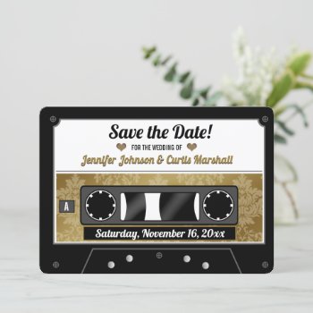 Retro Cassette Tape Wedding Save The Date Invitation by reflections06 at Zazzle