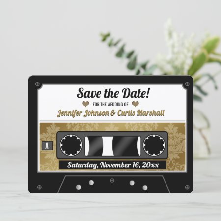 Retro Cassette Tape Wedding Save The Date Invitation