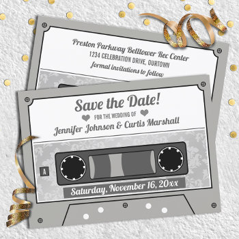 Retro Cassette Tape Wedding Save The Date Invitation by reflections06 at Zazzle