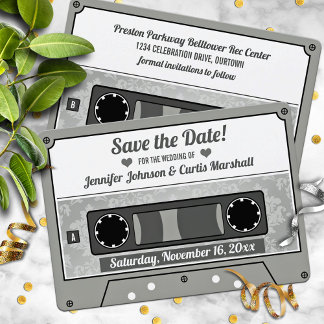 Retro Cassette Tape Wedding Save the Date Invitation