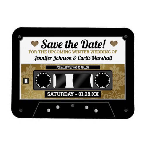 Retro Cassette Tape Wedding Save the Date Magnet
