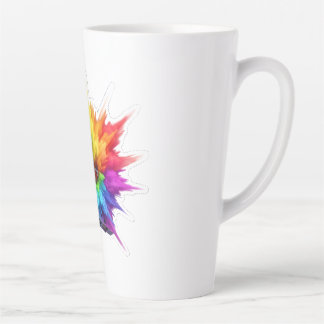 Retro Cassette Tape with Rainbow Color Splash Burs Latte Mug