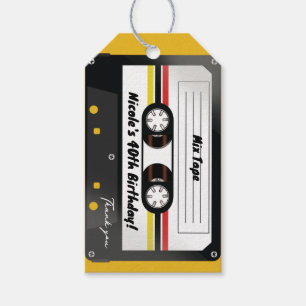 Retro Cassette Tape Yellow 90's Birthday Party Gift Tags