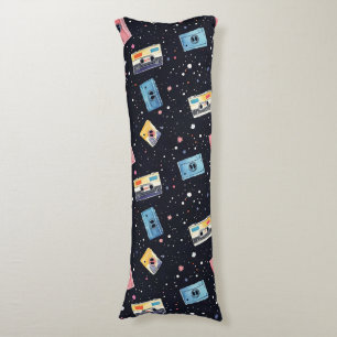 Retro Cassette Tapes in Cosmic Space Body Pillow