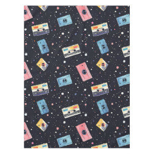 Retro Cassette Tapes in Cosmic Space Tablecloth