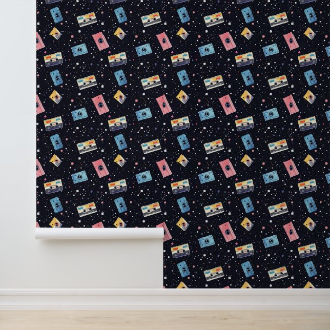 Retro Cassette Tapes in Cosmic Space Wallpaper (Application)