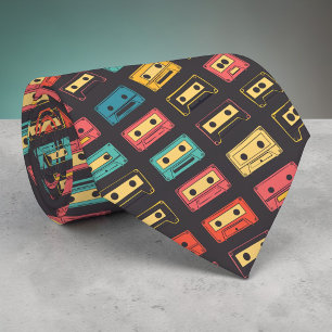 Retro Cassette Tapes Pop Culture Custom Necktie