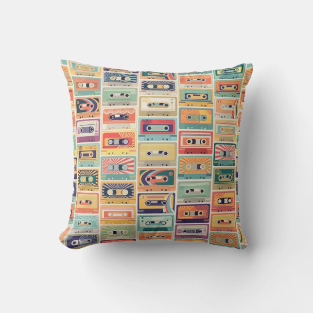 Retro cassette tapes throw pillow (Front)