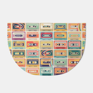 Retro Cassette Tapes Vintage Pattern. Doormat