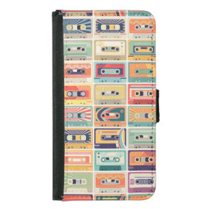 Retro Cassette Tapes Vintage Pattern. Samsung Galaxy S5 Wallet Case