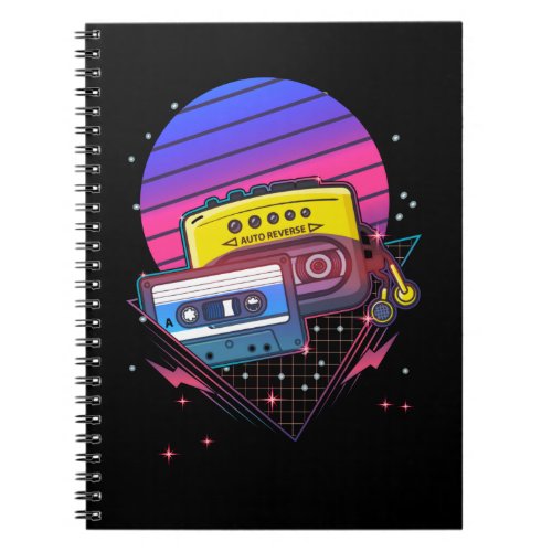 Retro Cassette Vaporwave 80s 90s Vintage Music Notebook