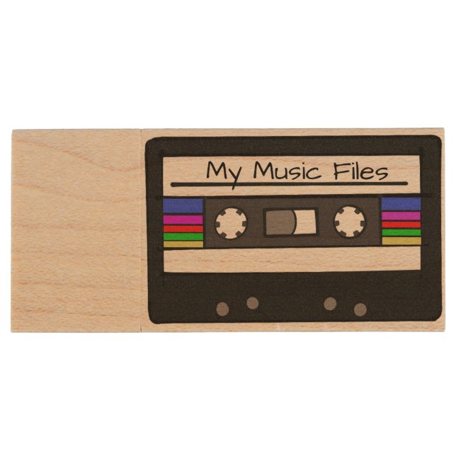"Retro Cassette"   Wood Flash Drive (Back)