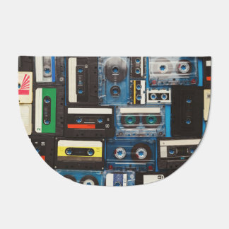 Retro Cassettes: Blue Background Vintage. Doormat