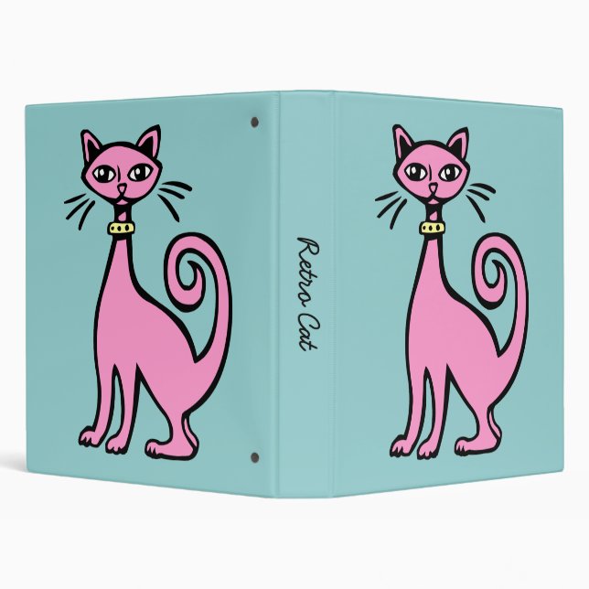 Retro Cat 3 Ring Binder (Background)