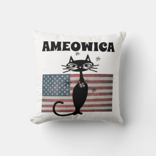 RETRO CAT AMEOWICA PATRIOTIC 4TH JULY Pillows
