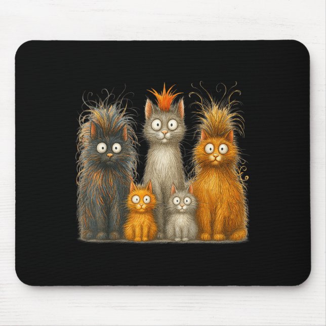 Retro Cat Art Crazy Funny Kitten Gift Men Women Bo Mouse Pad (Front)