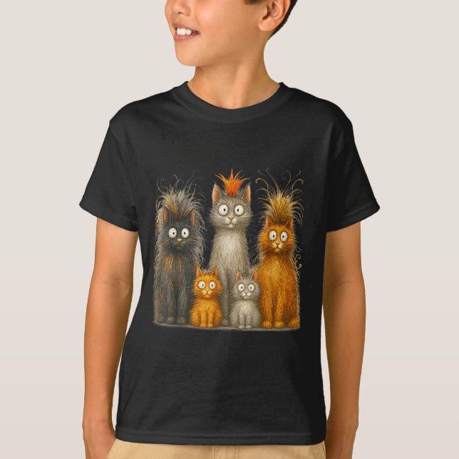 Retro Cat Art Crazy Funny Kitten Gift Men Women Bo T-Shirt (Front)