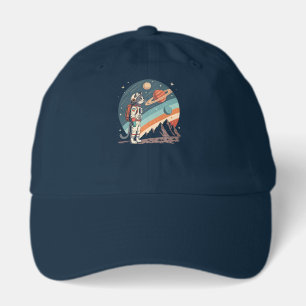 Retro Cat Astronaut Cosmic Space Illustration Hat
