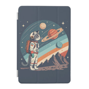 Retro Cat Astronaut Cosmic Space Illustration iPad Mini Cover