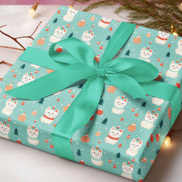 Retro Cat Christmas Holiday  Wrapping Paper