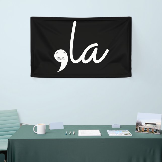 Retro Cat Comma La Kamala Harris For President 24 Banner (Tradeshow)