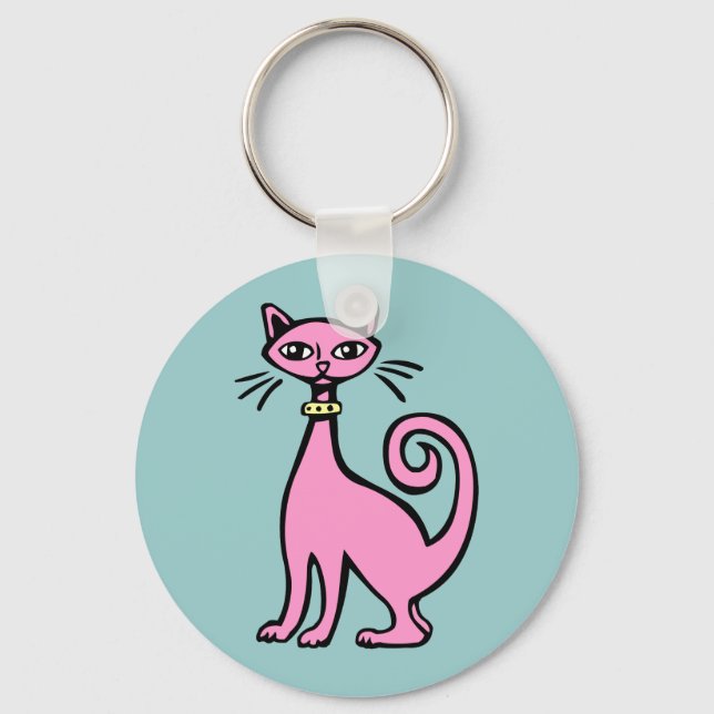 Retro Cat - Customized Keychain (Front)