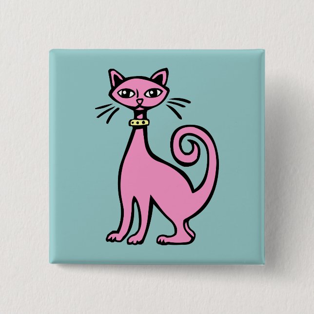 Retro Cat - Customized Pinback Button (Front)