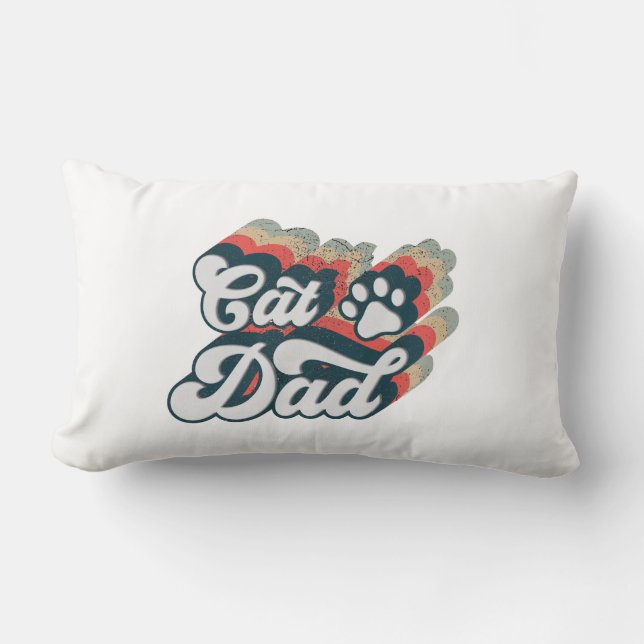 Retro Cat Dad, Cat Dad Sublimation Design Lumbar Pillow (Front)