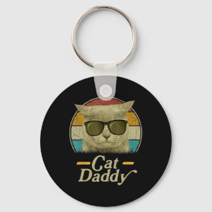 Retro Cat Daddy 80s 90s Style Cat Retro Cat Sungle Keychain