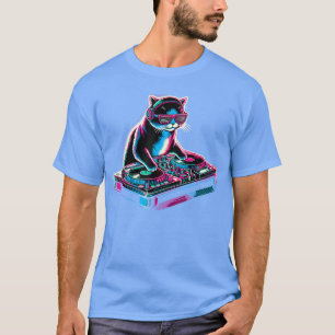 Retro Cat DJ Disco Party Music Gift Funny Cat frie T-Shirt