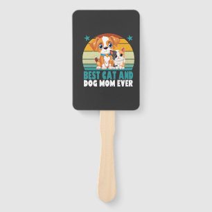 Retro Cat Dog Mom Cat Mama Furmama Puppy Kitty Mot Hand Fan