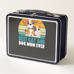 Retro Cat Dog Mom Cat Mama Furmama Puppy Kitty Mot Metal Lunch Box