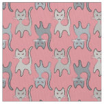Retro Cat Graphic Pattern Gray Fabric