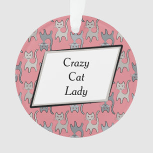 Retro Cat Graphic Pattern Gray Ornament
