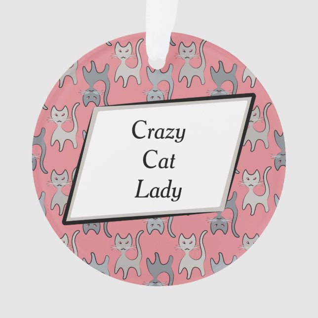 Retro Cat Graphic Pattern Gray Ornament (Front)