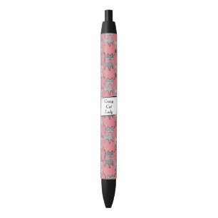 Retro Cat Graphic Pattern Gray Pen