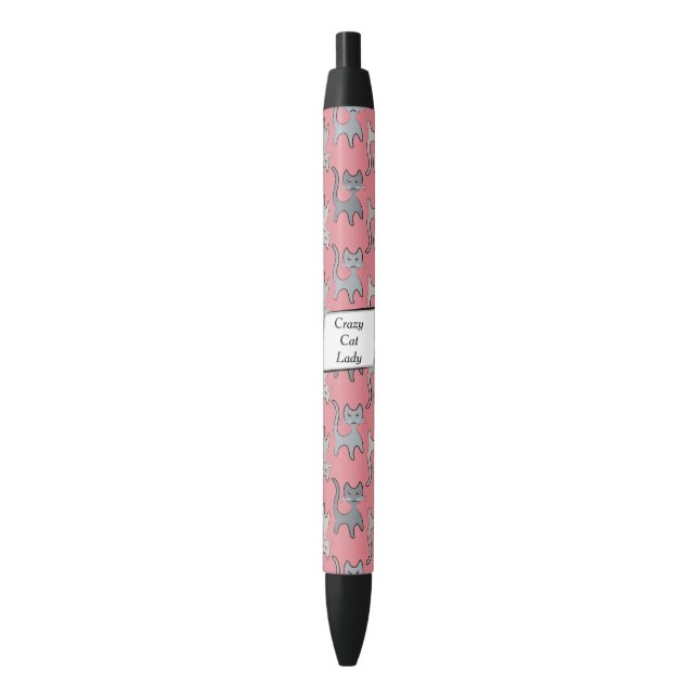Retro Cat Graphic Pattern Gray Pen (Front Vertical)