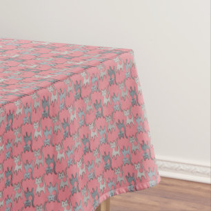 Retro Cat Graphic Pattern Gray Tablecloth