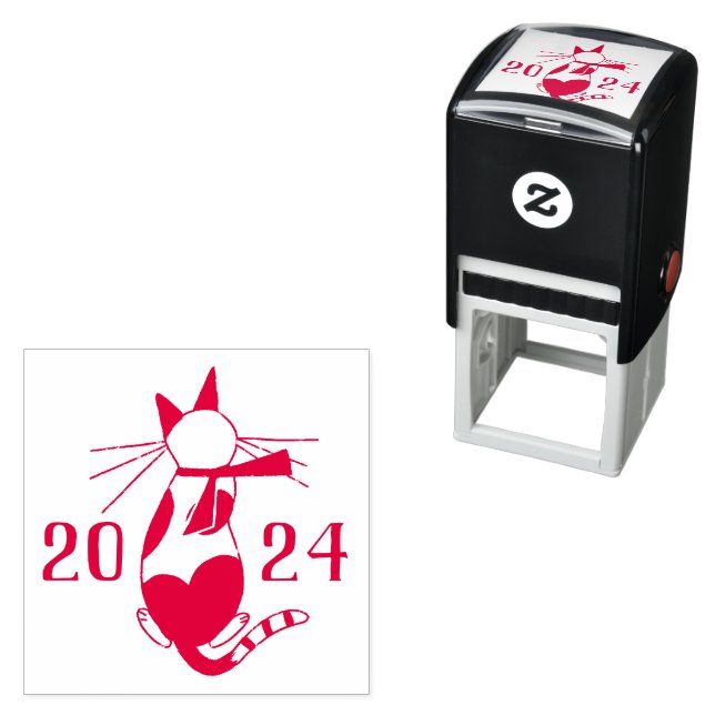 Retro Cat Lover Christmas Holiday 2024  Self-inking Stamp (In Situ)