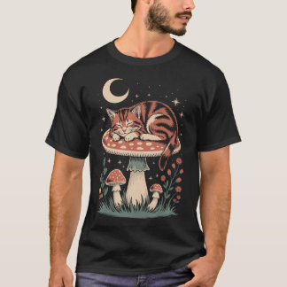 Retro Cat Lover Vintage Shroom Fungi Nature T-Shirt