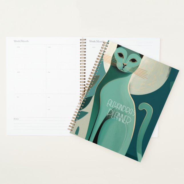 Retro Cat Lover's Planner with Customizable Name (Display)
