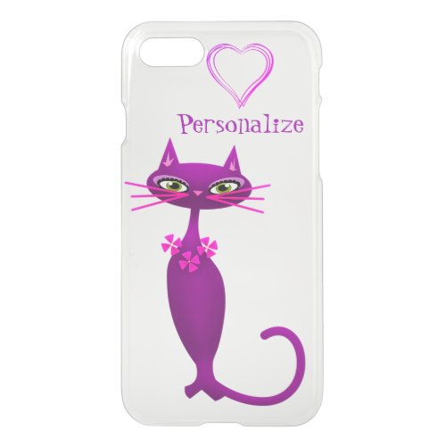 Retro cat mid century cute girly purple vintage  iPhone SE87 case