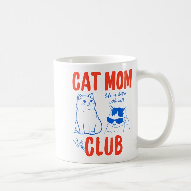 Retro Cat Mom Club Funny Cat Meme Mama Grandma Mot Coffee Mug (Right)