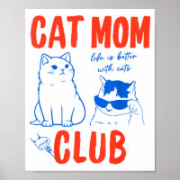 Retro Cat Mom Club Funny Cat Meme Mama Grandma Mot