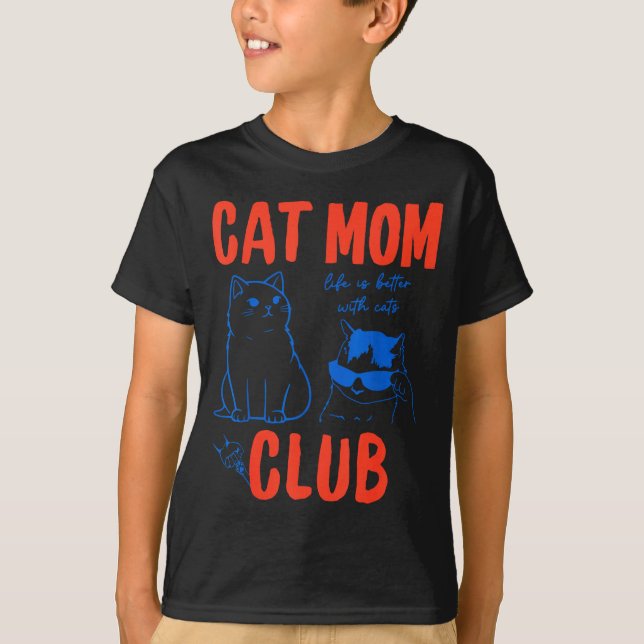 Retro Cat Mom Club Funny Cat Meme Mama Grandma Mot T-Shirt (Front)