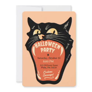 Retro Cat Mouth Halloween Party Invitation
