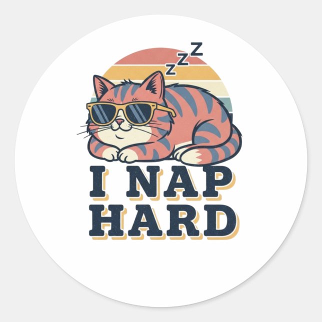 Retro Cat Nap Hard Vinyl Sticker (Front)