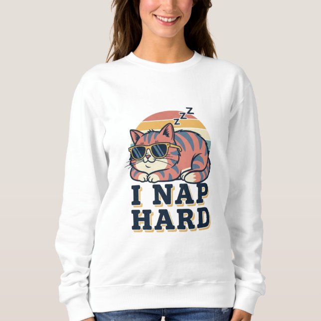 Retro Cat Nap Quote Women’s Sweatshirt (Front)