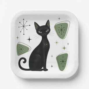 Retro Cat Paper Plates