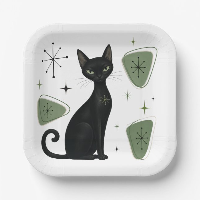 Retro Cat Paper Plates (Front)